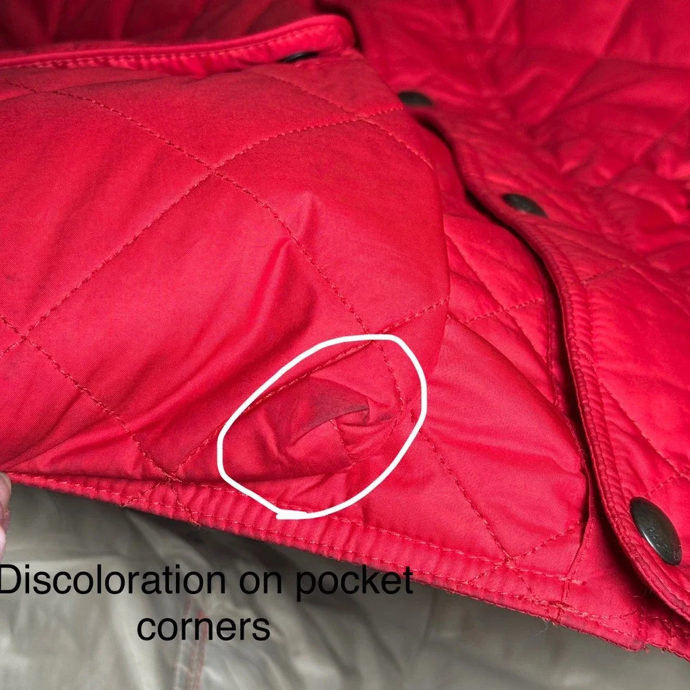 VTG Polo Ralph Lauren Red Quilted Puffer Vest Calf Suede Collar‎ Mens Jacket 2XL